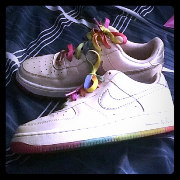 rainbow bottom air force ones